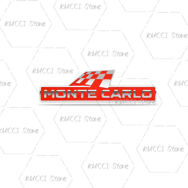 AAABV1 Alloy Metal Monte Carlo Racing Flag Grille Emblem Rear Trunk Badge Sticker For Skoda Fabia Octavia Kodiaq Superb VRS Kamiq Rapid