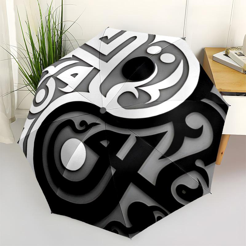 

1pc Yin Yang Symbol Automatic Open/Close Umbrella - Portable Collapsible Umbrella with 8-Rib Stability, Fashion Lovers yy251017177