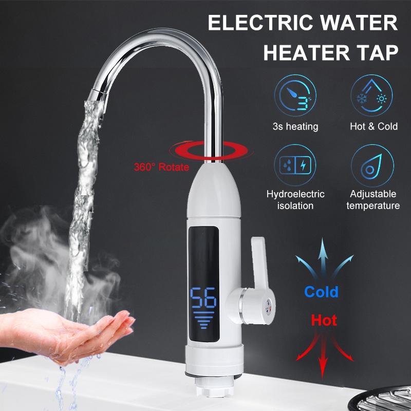 220V 3000W Water Heater Instant Tankless Electric Hot Water Heater Faucet Temperature Display Kitchen Instant Heating Tap