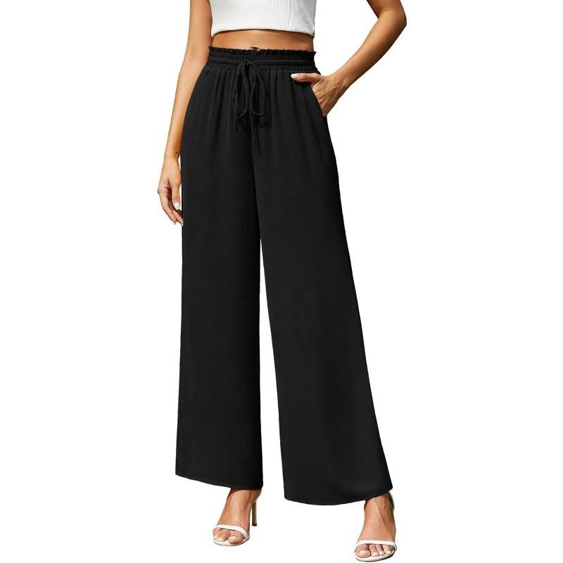 Women's Spring and Summer New Wide Leg Trousers Elastic Waistband Wide Leg High Waist Long Skirt Trousers Female