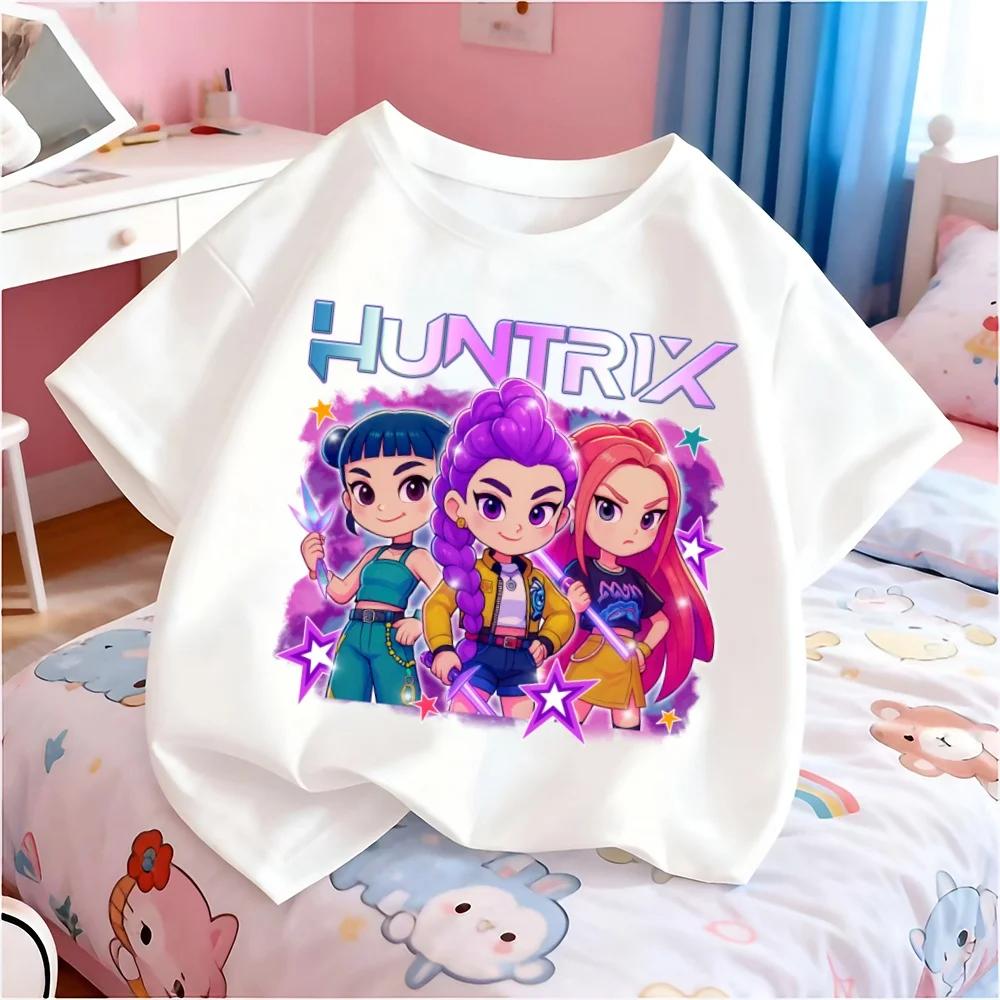 2026 Popular Movie KPop Demon Hunter Cartoon Boy T-Shirt Crew Neck Fashion Casual Top 100