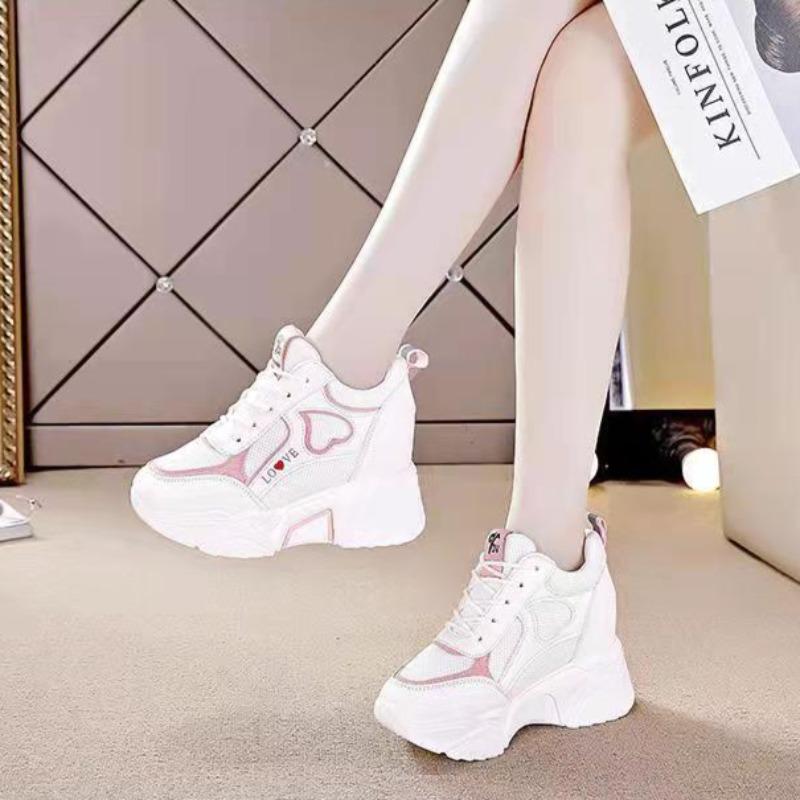 Chunky Sneakers Women Autumn Mesh Lace Up Basket Sports Shoes Comfortable Platform Casual Dad Shoes Anti Slip Wedges Vulcanize