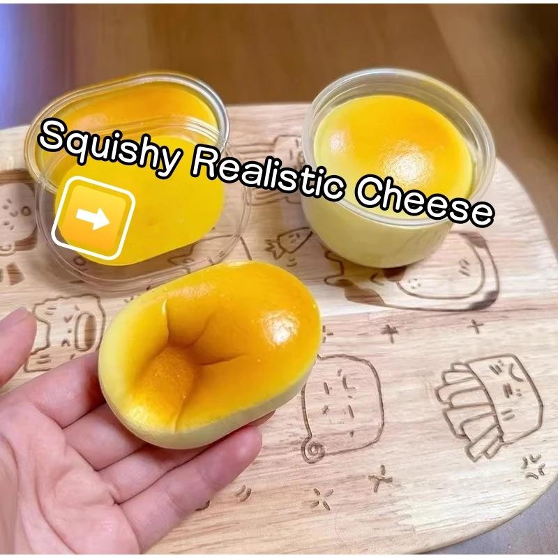 Cheese Cake Squishy Slow Rebound Stress Ball Realistic Food Shaped Squeeze Toy Decompression Sensory Fidget for Office Desk