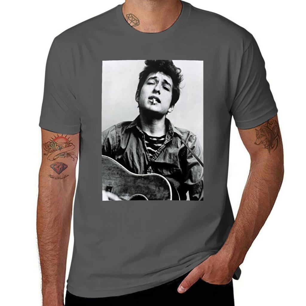 Smoking Dylan Potrait Poster Tshirt Stain Resistant Casual Tee