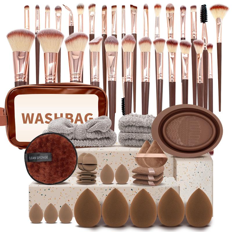 Premium 49-Piece Makeup Brushes Set Synthetic Bristles Wood Handles Travel-Friendly Face Eyes Application Includes 30 Brushes +