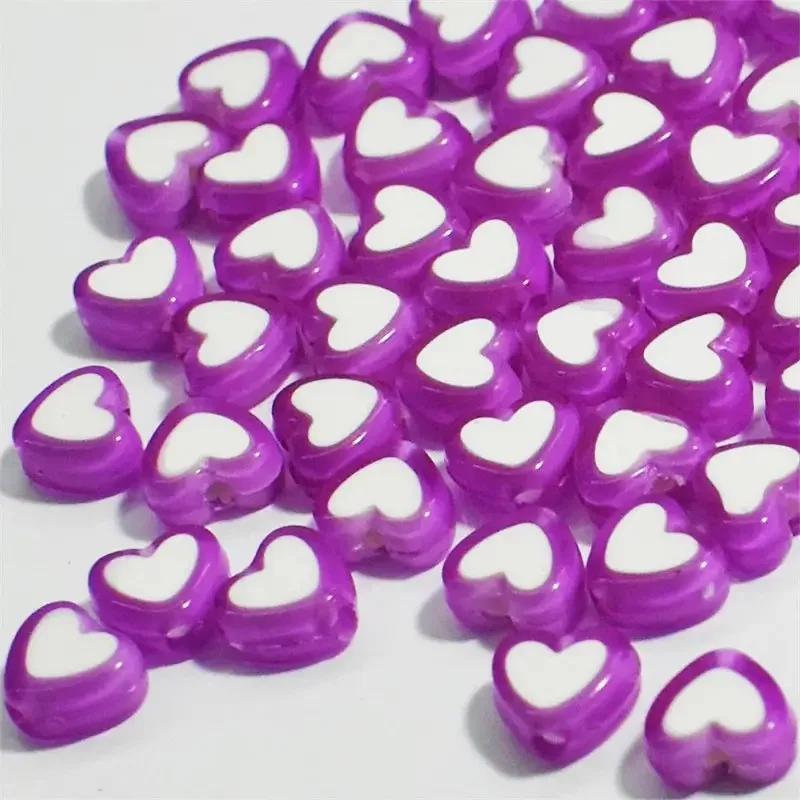 New 50pcs/lot 8x4mm Love Acrylic Bead Loose Spacer Beads for Jewelry Making DIY Handmade Clothing Accessories