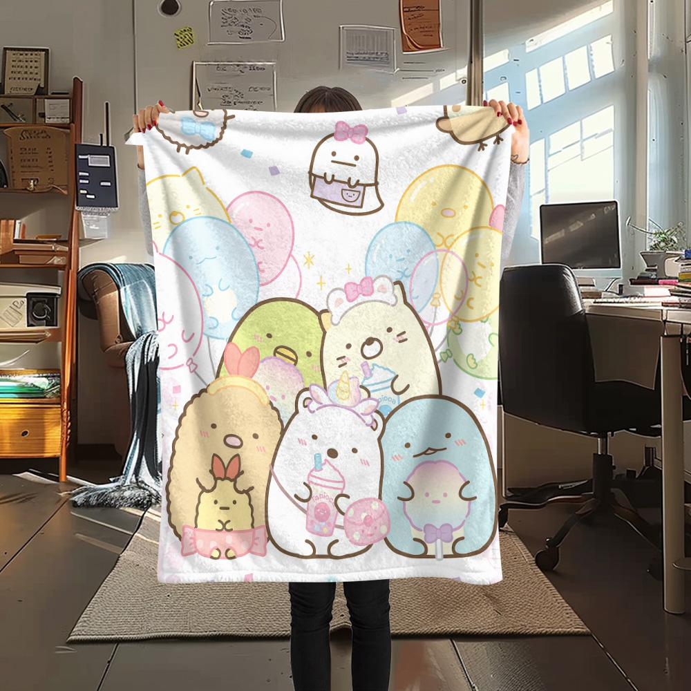 Sumikko Gurashi Flannel Blanket, High quality Comfortable for All Seasons, Home Decor, Warmth and Comfort