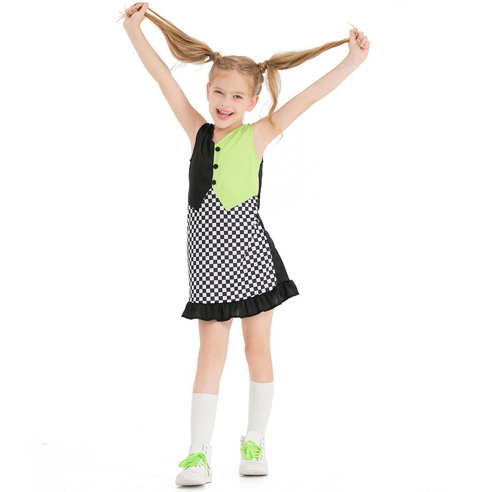 Kids Girls Crazy Science Laboratory Scientist Jacket Gloves Dress Set Children Halloween Cosplay Costumes Role Play Outfit