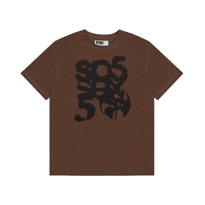Foreign Trade Meichao Sp5der555555 Spider Web Printing Summer Loose Trend Men's and Women's Couples Short Sleeve T-Shirt Summer