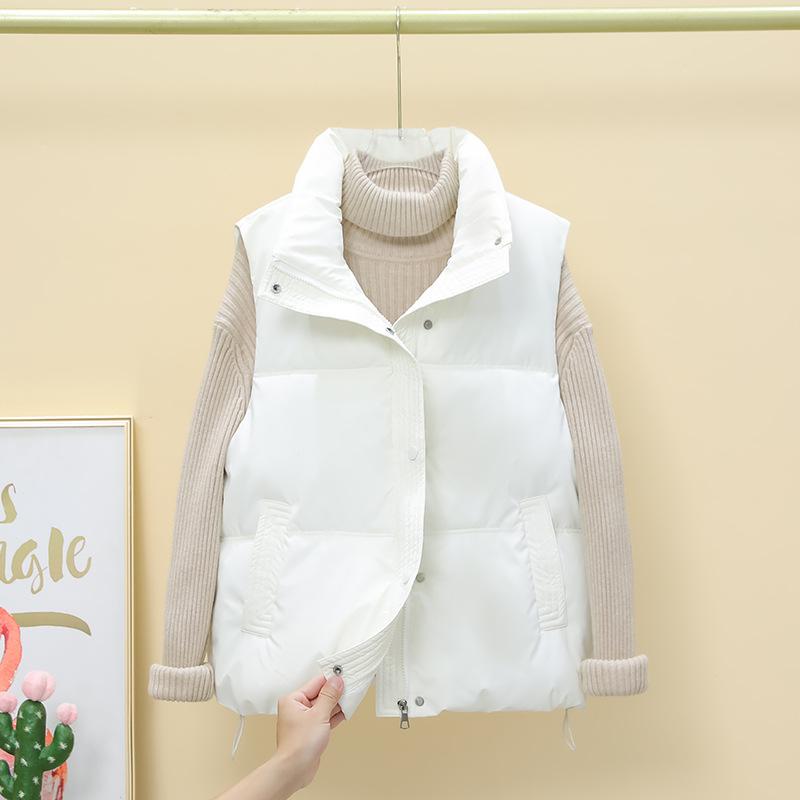 Disposable Vest Women's Autumn and Winter Fashion Stand-up Collar Warm Loose Cotton Waistcoat Outer Wear Vest