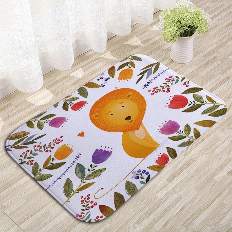 Vintage Floral Bird Doormat Cute Illustrative Style Cartoon Non-Slip Entrance Rug Boho Butterfly Decorative Floor Carpet