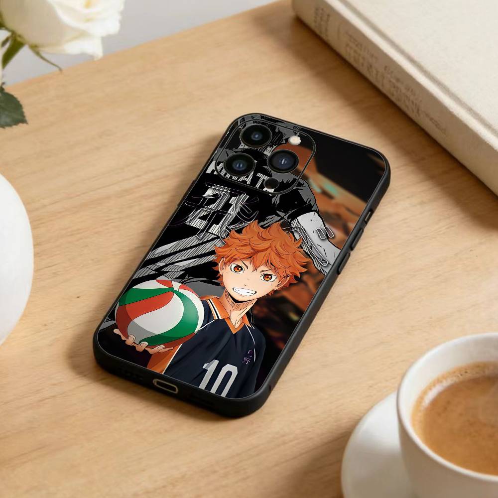 Anime H-Haikyuu Hinata Shoyo  Phone Case For iPhone17,16,15,14,13,12 Plus,Max Soft Silicone Black Cover