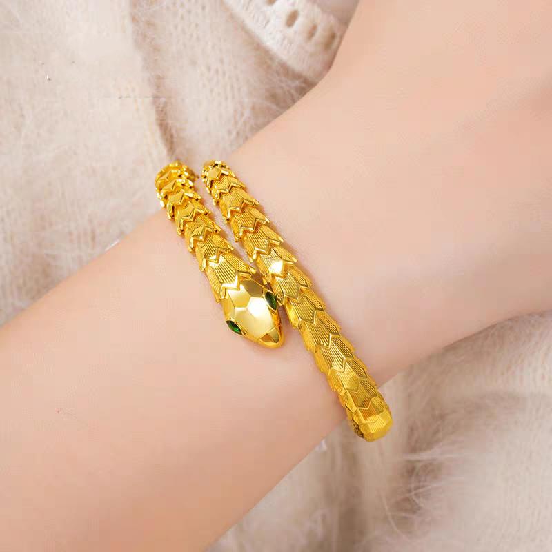High Luxury Open Snake Snake Bone Inlaid Bracelet