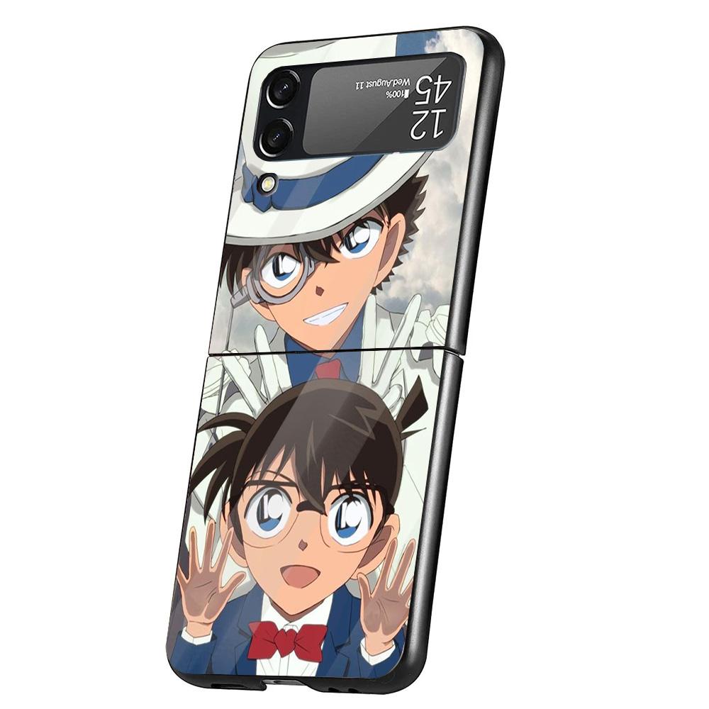 Anime Conan Cover Phone Case For Samsung Galaxy Z Flip 7 6 5 4 3 5G Flip7 Flip6 Flip5 Flip4 Flip3 Black Fundas Shell Galaxy Z Fl