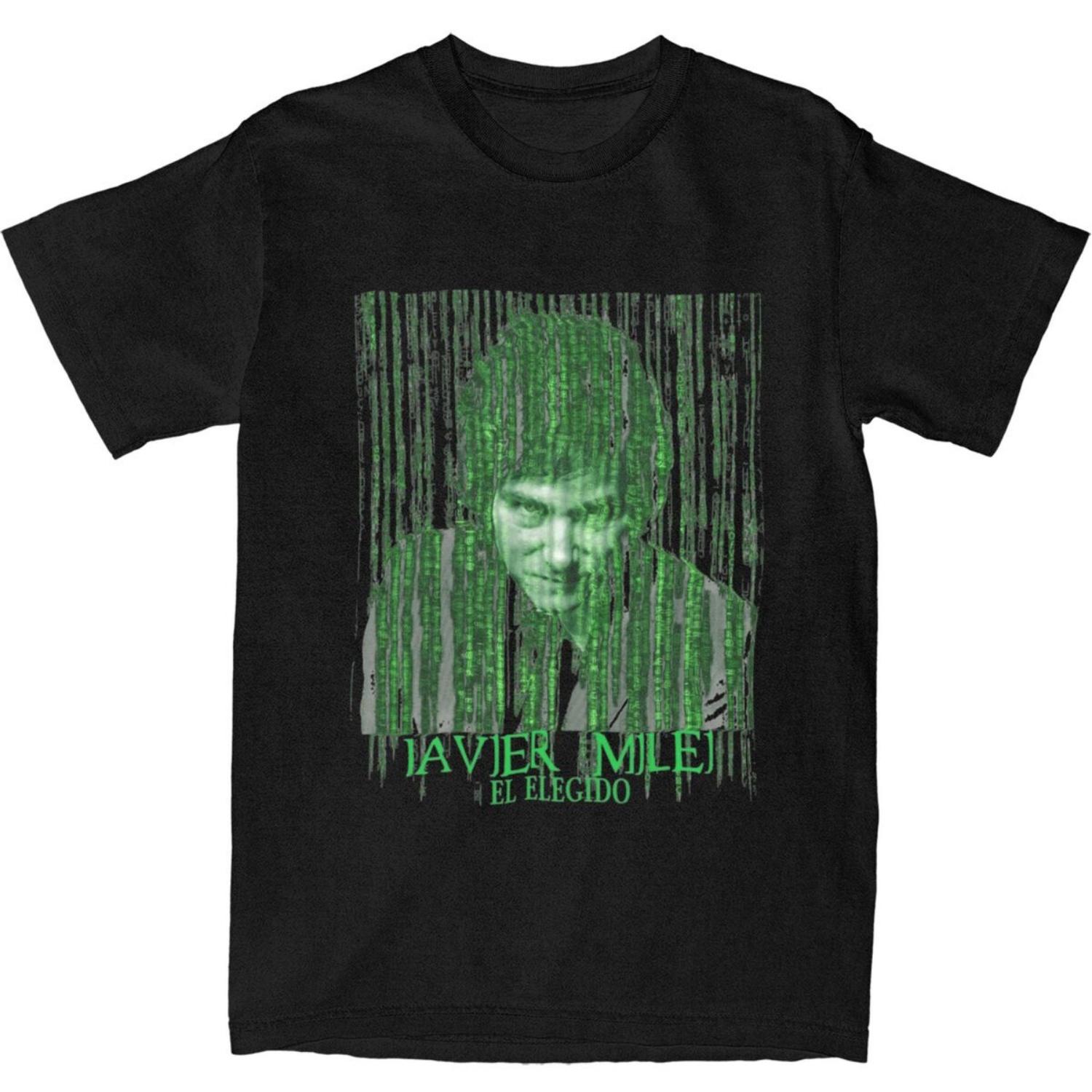 

Javier Milei T-Shirt Summer the Chosen One El Elegido Matrix Funny T-Shirts Cotton Fashion Tshirt For Men Short Sleeve Top Tees S
