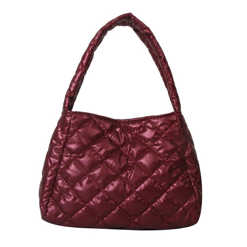 Stylish Quilted Large-capacity Handbag Trendy Geometric Tote For Winter