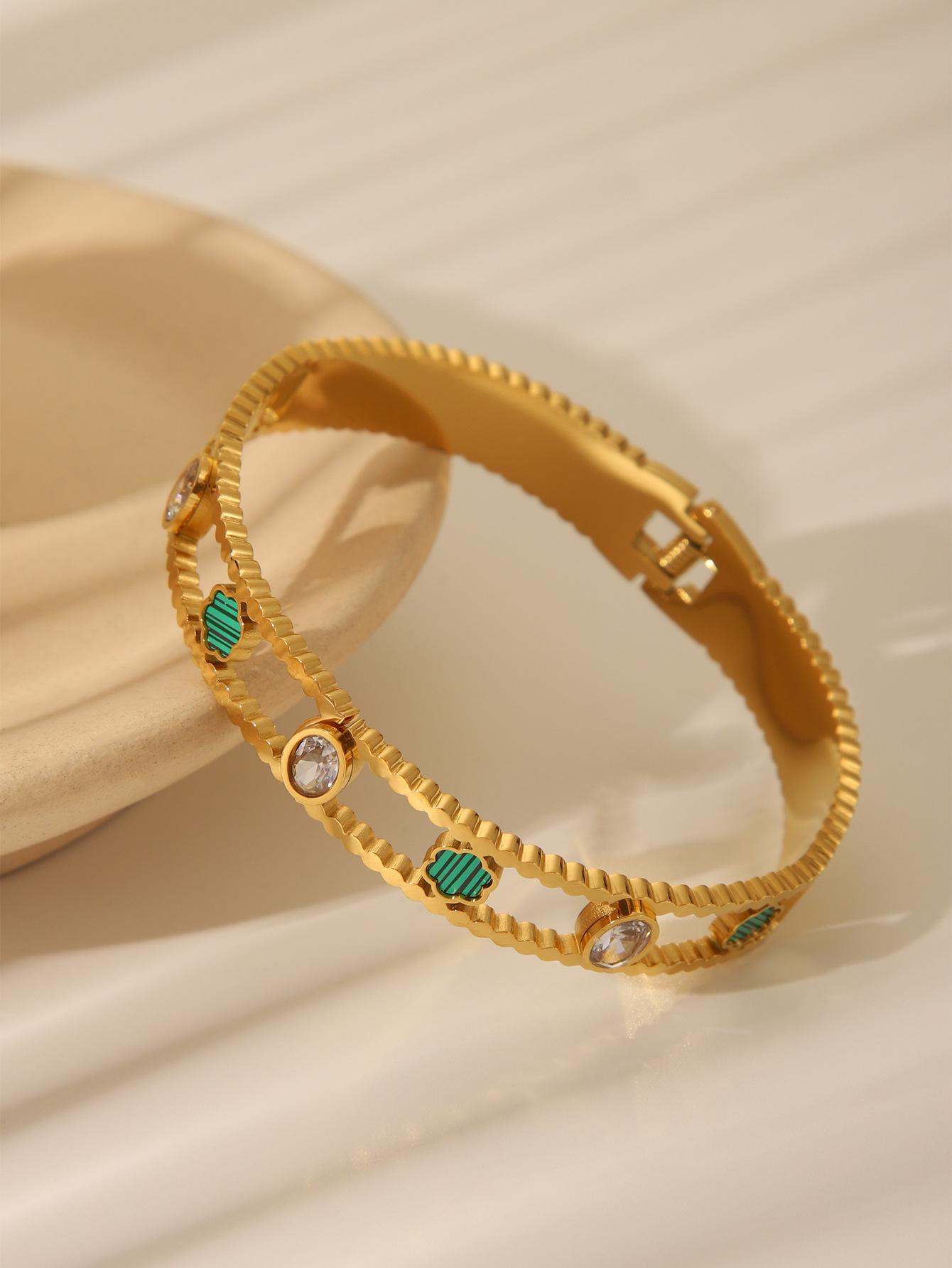 

Элегантный позолоченный браслет из нержавеющей стали с полыми звеньями для женщин