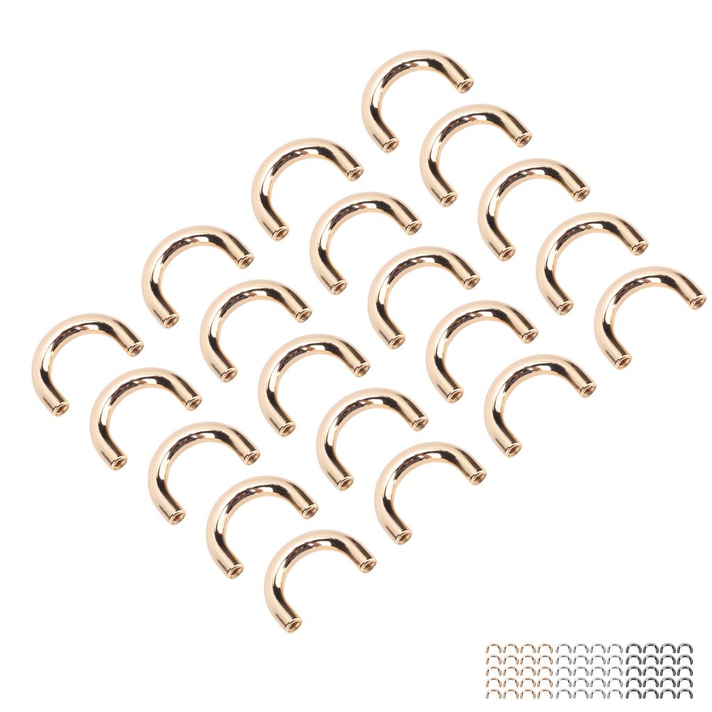20 Set Metallspännen för Väska Båge U-form Ring Spänne Anslutning med Skruvar för Läder Cr