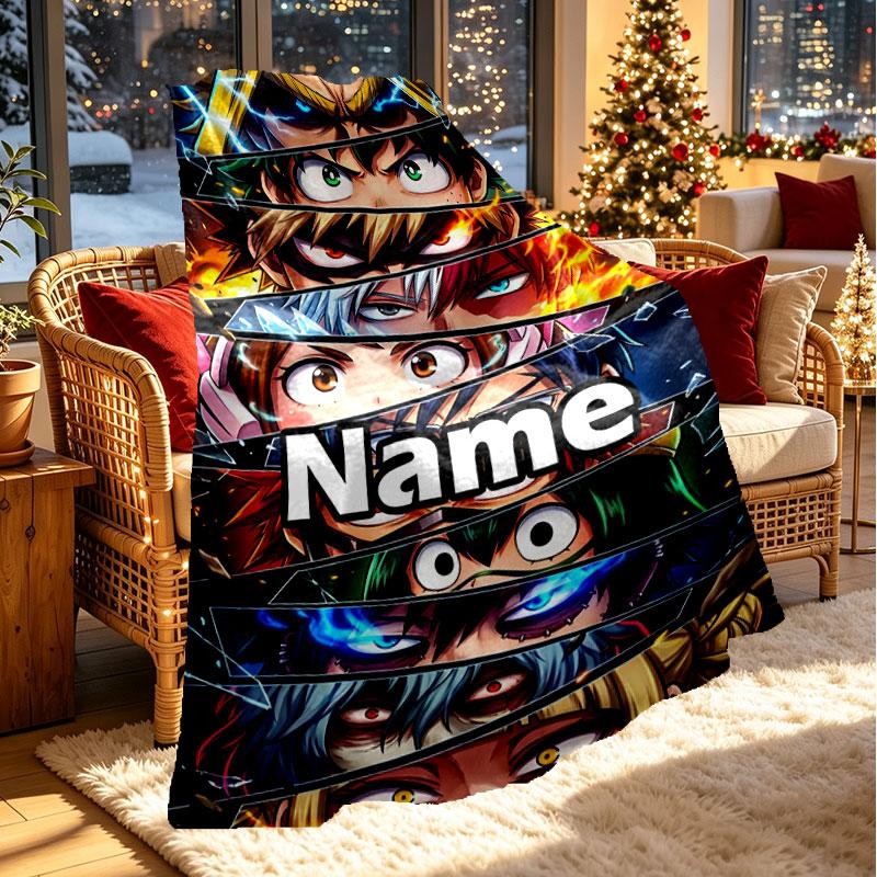 Individuelle Personalisierte Demon Slayer Druckdecke, Heimdekoration, Schlafzimmer, Sofa, Camping, Couch, Geschenke für Geburtstag Weihnachten