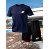 Set Sportivo Estivo da Uomo Traspirante a Manica Corta con Pantaloncini Leggero Comodo Stile Sportivo Prodotto in Cina