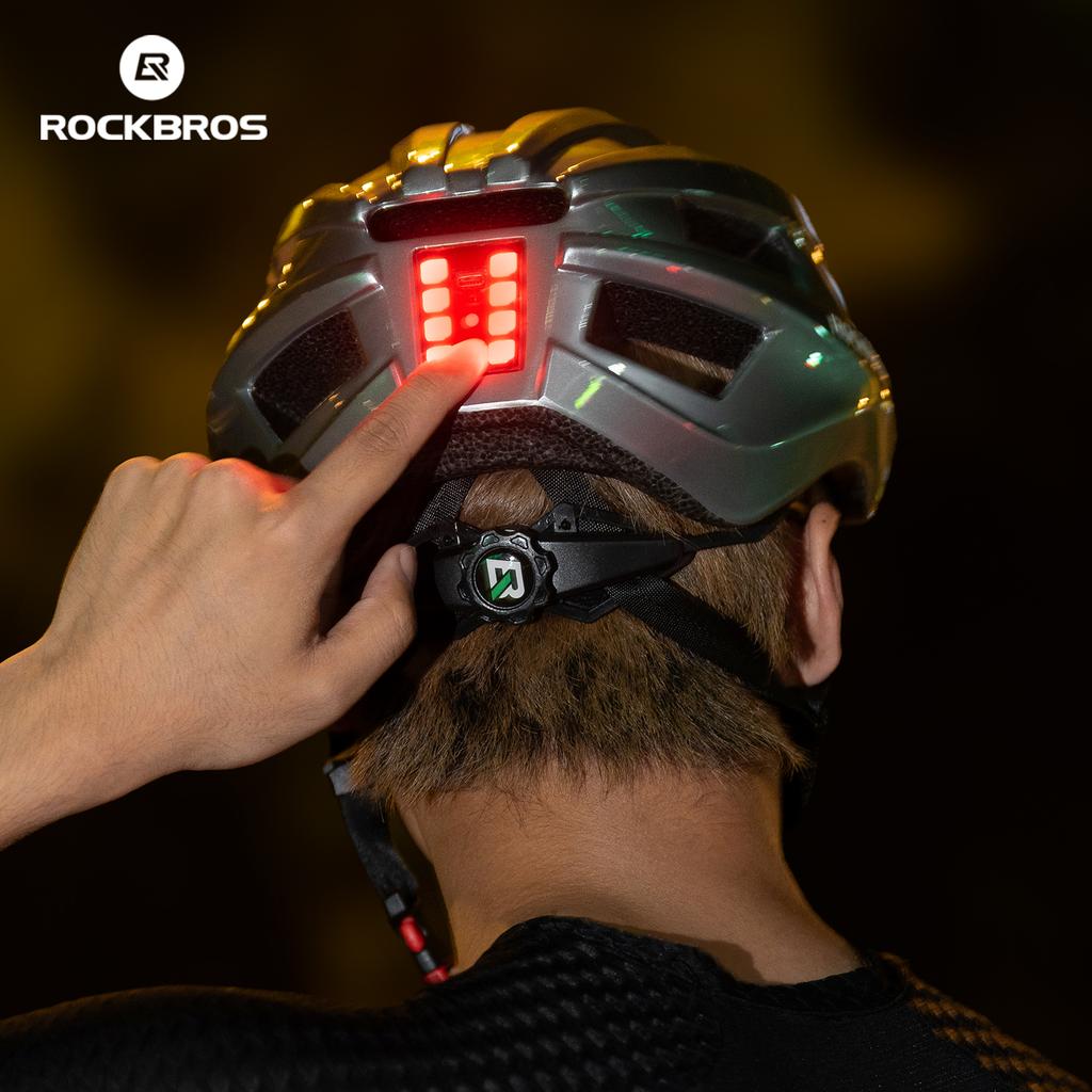 ROCKBROS Bicycle Light Helmet MTB Road Type-C Warning Rear Light Cycling Helmet EPS PC Intergrally-molded Safety Bike Helmet