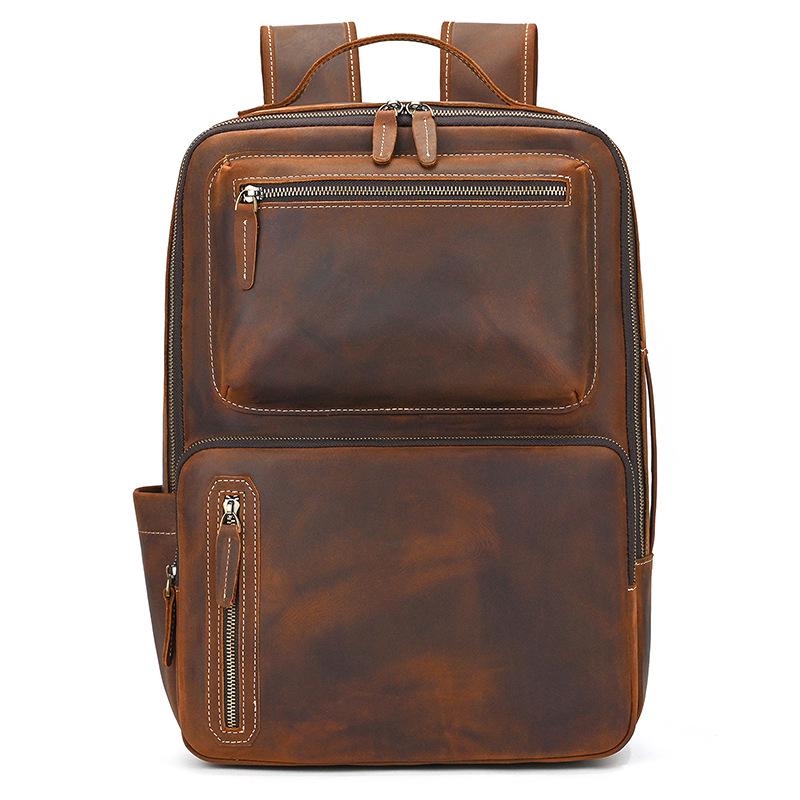 Vintage Crazy Horse Leder Rucksack für Damen und Herren - Echte Leder Reise- und Schultasche