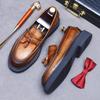 Brand Design Men Genuine Leather Shoes Moccasins Men's Tassel Loafers Vintage Slip-on Casual Men Social Dress Shoes