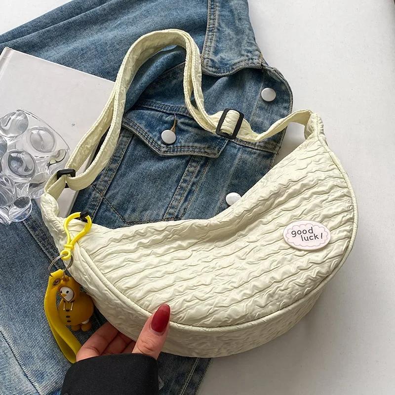 

Милые женские сумки через плечо, универсальные холщовые сумки, сумки через плечо для женщин, модные сумки-пельмени, кошельки и сумки one size жёлтый