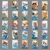 50 Cats Playing with Water Doodle Stickers Cartoon Cute Cats Gauze Decorative Water Cup Mobile Phone Case Computer Stickers