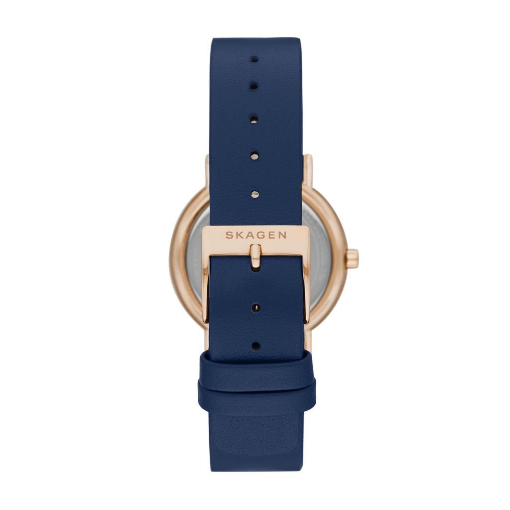 SIGNATUR LILLE Two-Hand Ocean Blue Leather Watch