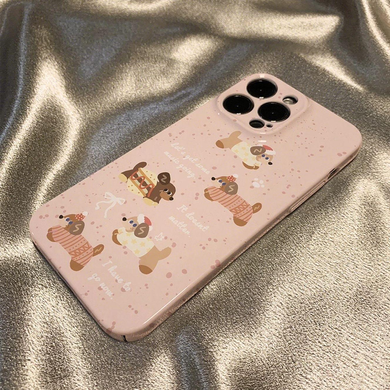 

Red Plaid Animal for Apple 17promax Cartoon Cute for IPhone16pro Lens All-Inclusive 15 New Style For Apple 7