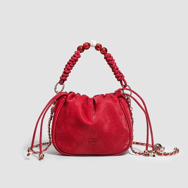 

Сумка-ведро ромбовидной формы, новая осенняя модная нишевая сумка на цепочке через плечо, под мышку, сумка-мессенджер красный