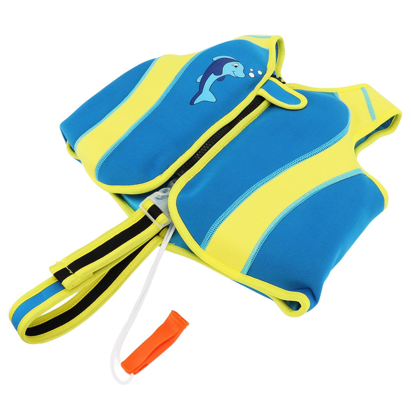 Kids Swim Vest Blue Hook and Fin Design Regulable Straps Neoprene Soft Child Swimming Jacket for Rafting Surfing