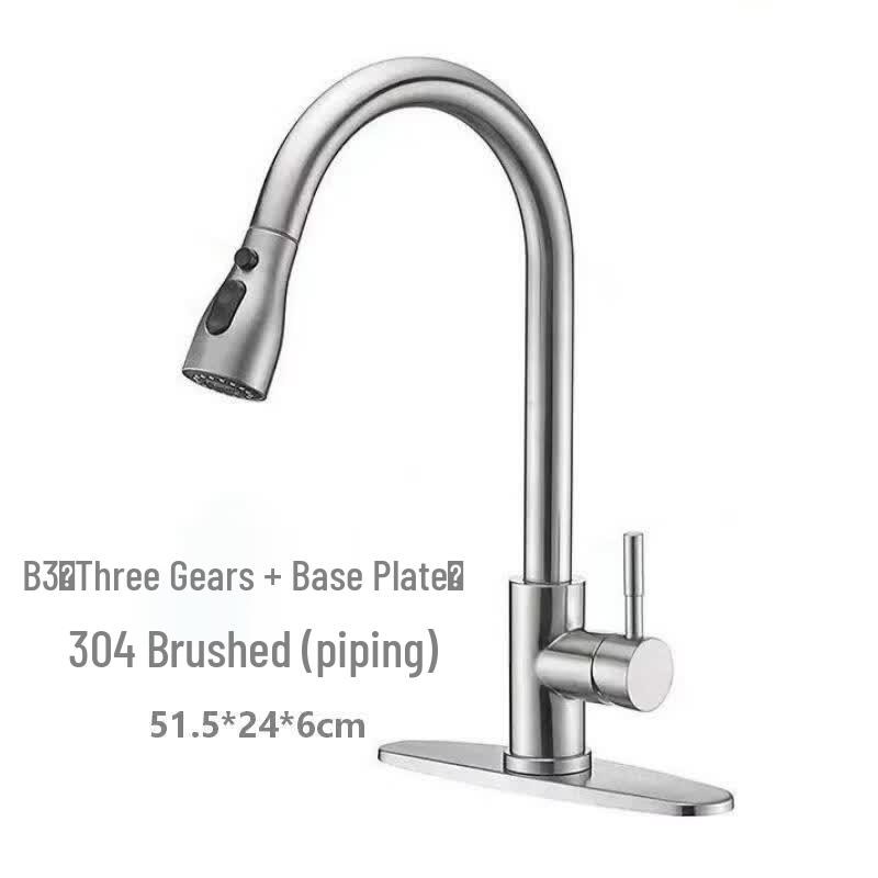 Baimengyang 304 Stainless Steel Pull-Out Kitchen Faucet