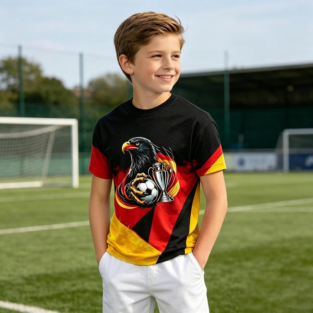 Kids Vintage Style Soccer Jersey Short Sleeve T-Shirt Lightweight Breathable Fabric Comfortable Fit Suitable for Casual Wear and Sports