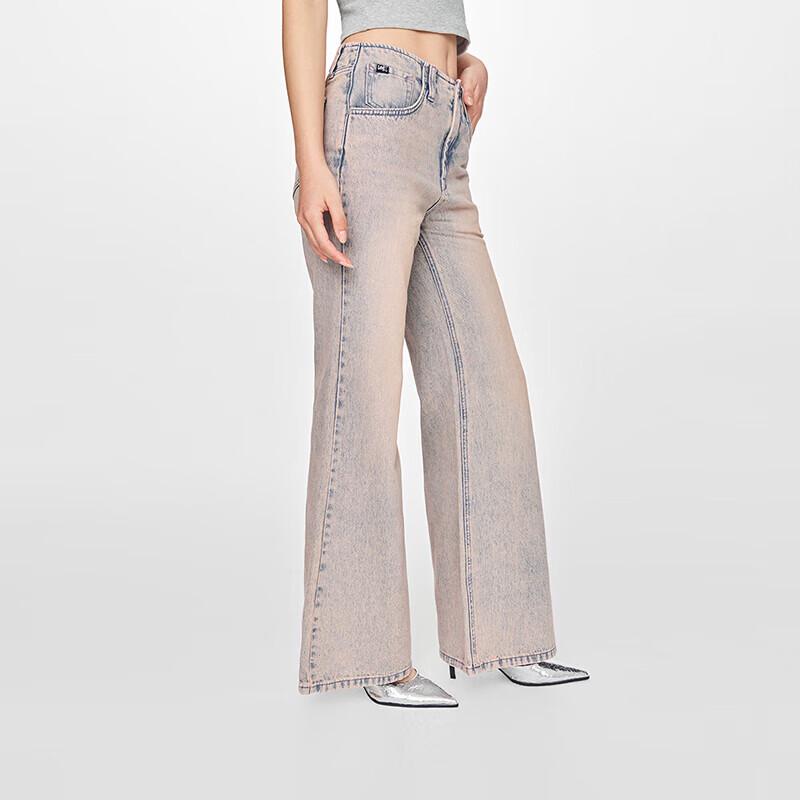 Lee Women's Pink Relaxed Fit Wide-Leg Jeans