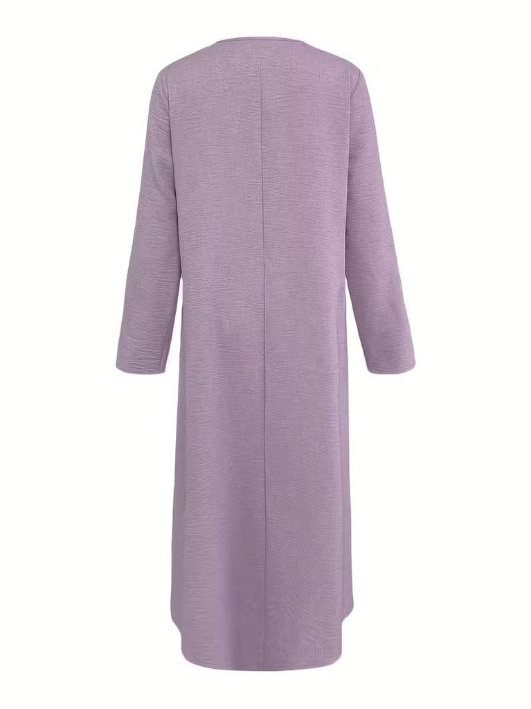 2026 Spring/Summer Women's Artistic V-Neck Loose Hem Dress - European-American Style
