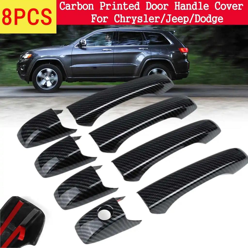 8PCS Set Door Handle Cover Carbon Printed With Keyhole for Chrysler/Jeep 2005-2010 Car Styling Accessories
