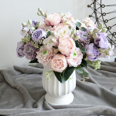 Vase Enthalten Pfingstrosenstrauß Strauß Anordnung Kunstpflanzen Dekorative Seidenrose Haus Garten Dekoration