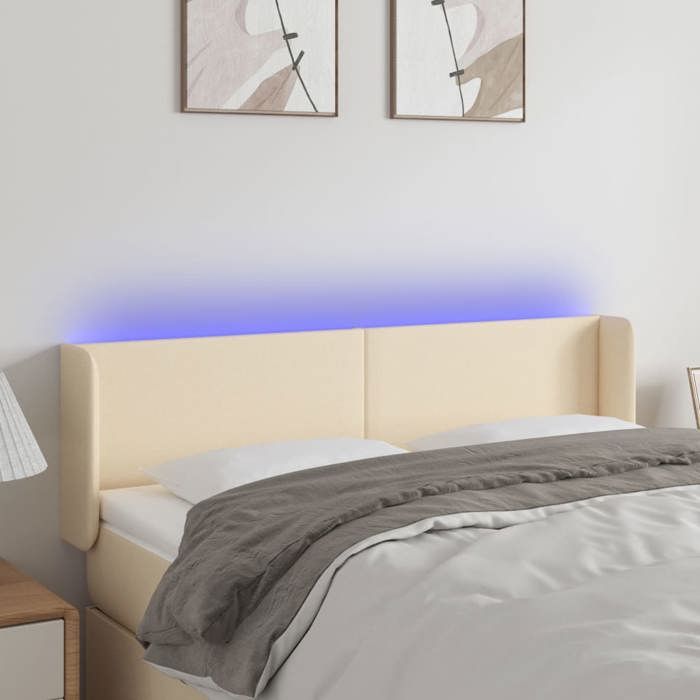 VidaXL LED Headboard Bedroom Furniture Double Bed Accessory Head of Bed Frame Interior Cream 3122959