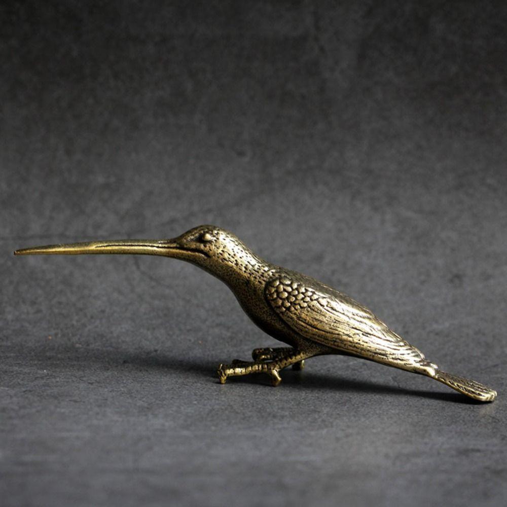 Long Mouth Bird Animal Statue Solid Brass Desktop Ornaments Vintage Tea Pet  Home Decor