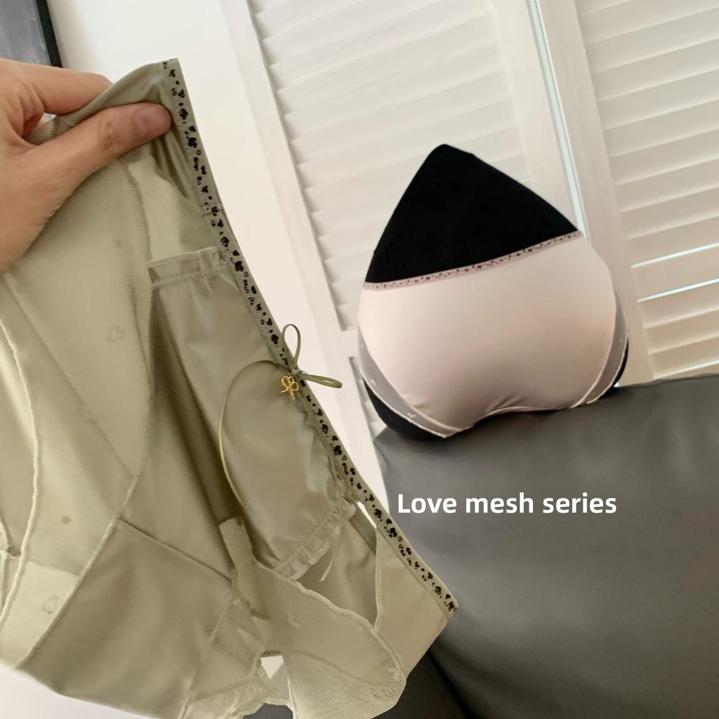 Ladies Spring Summer Sexy Lace 10A Anti-bacterial Love Mesh Low Rise Panties