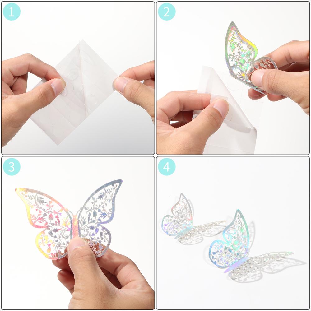 Decor Wedding Favor 3D Fantacy Butterfly Stickers Wall Art Hollow Butterflies Decals Mirage Color