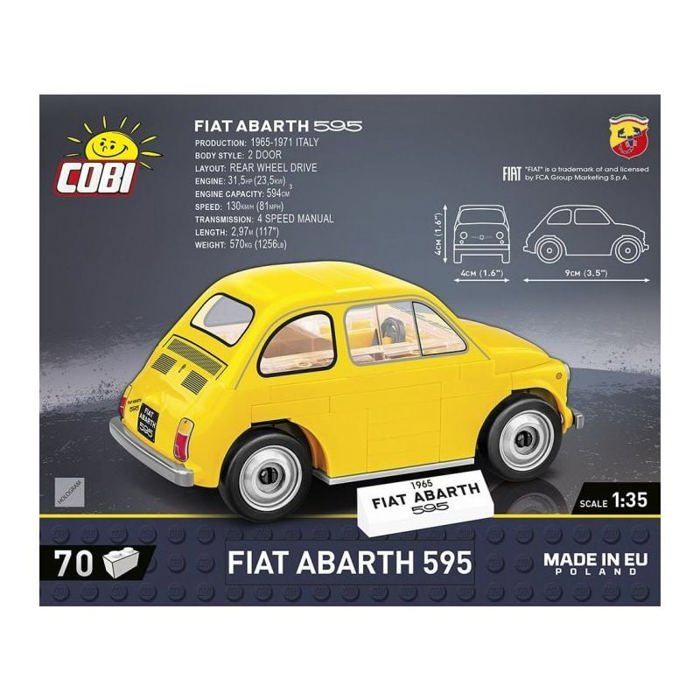 Jeux et jouets - cobi - fiat abarth 595 - jaune - modèle cobi-24514 - montage à assembler soi-même