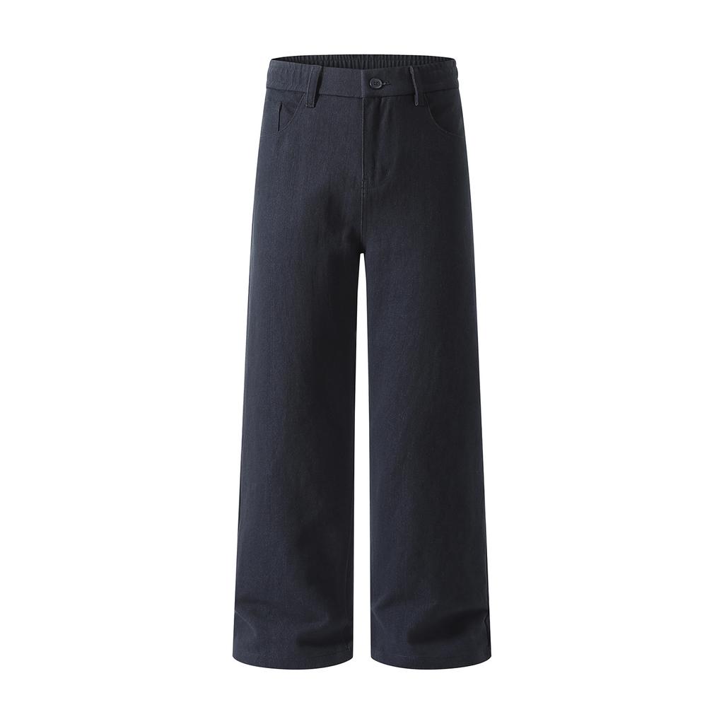 Solid color simple trendy brand slim-fit straight casual pants men's spring new trendy pure cotton long pants
