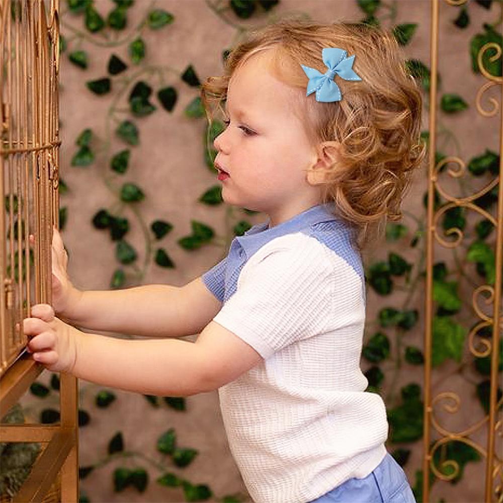 40pcs 2inch Color Ribbon Bows with Dots Hair Clips for Baby Girls Handmade Bowknot Hairpin Barrettes Children's Hair Accessories