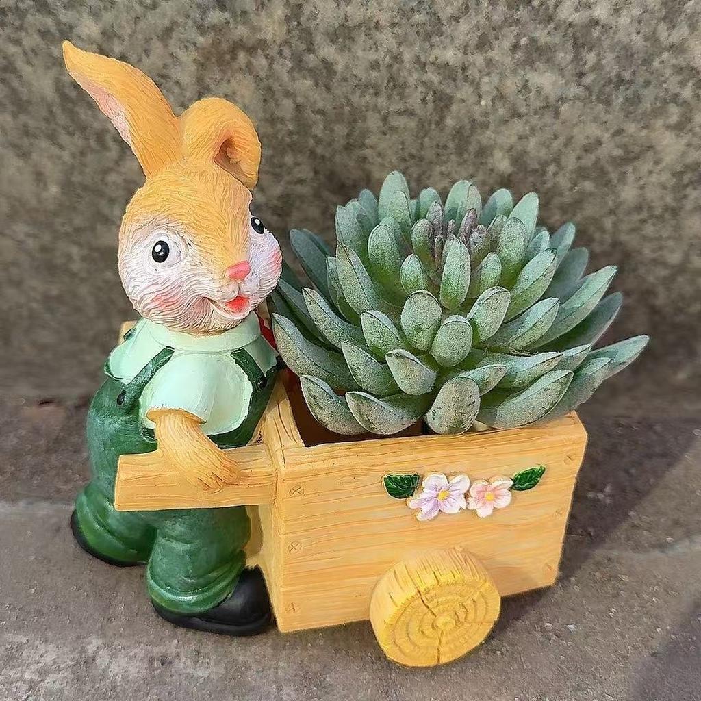 New cute animal bunny countryside succulent flowerpot decoration resin crafts