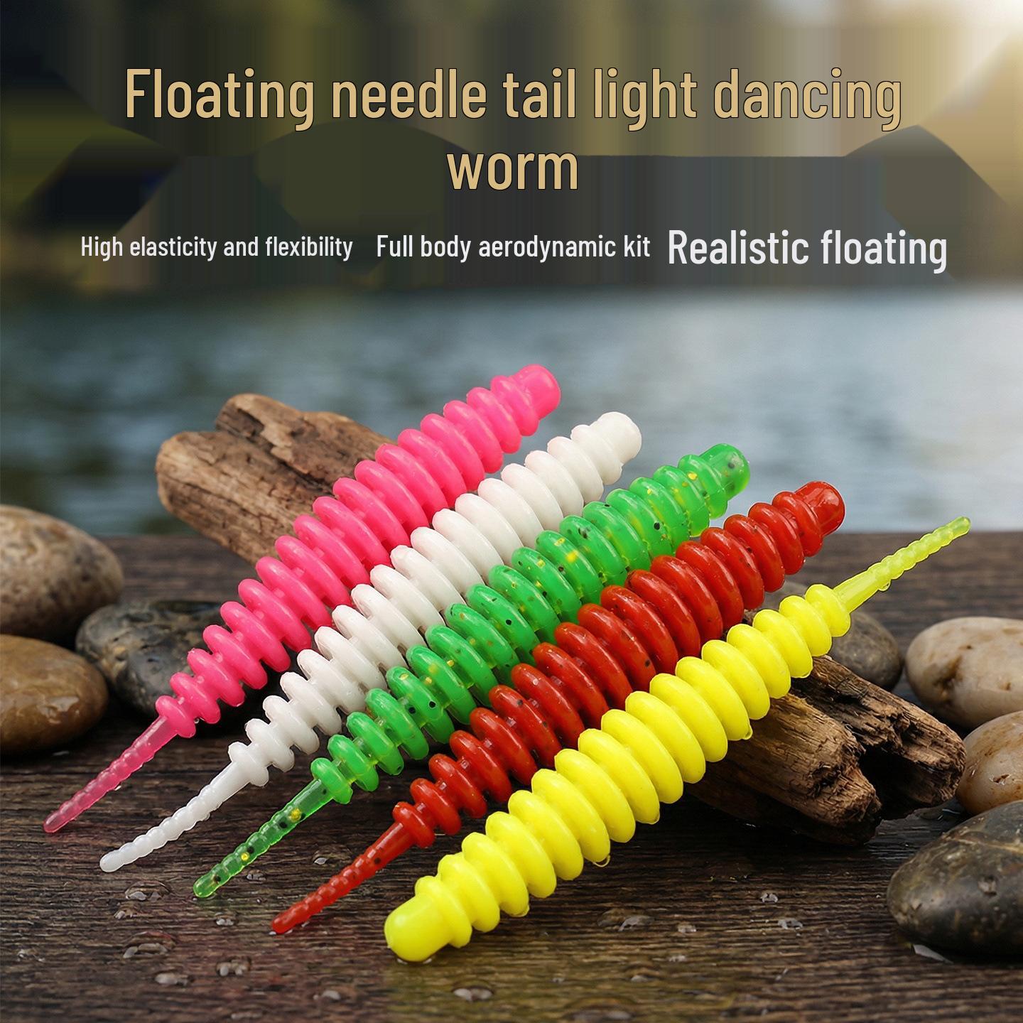 

Soft Floating Micro Lure Needle Tail Worm for Bass & Mandarin Fish Slow Sinking 3.5cm