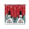 Christmas Snowman Print Red Curtains Multiple Sizes Living Room Insulation Decoration Easy Install Curtain Light Blocking For Polyester Machine