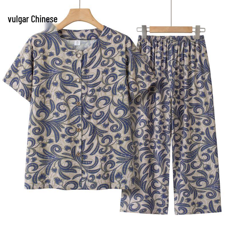 Women s Floral Short-Sleeve Two-Piece Summer Casual Outfit 3XL